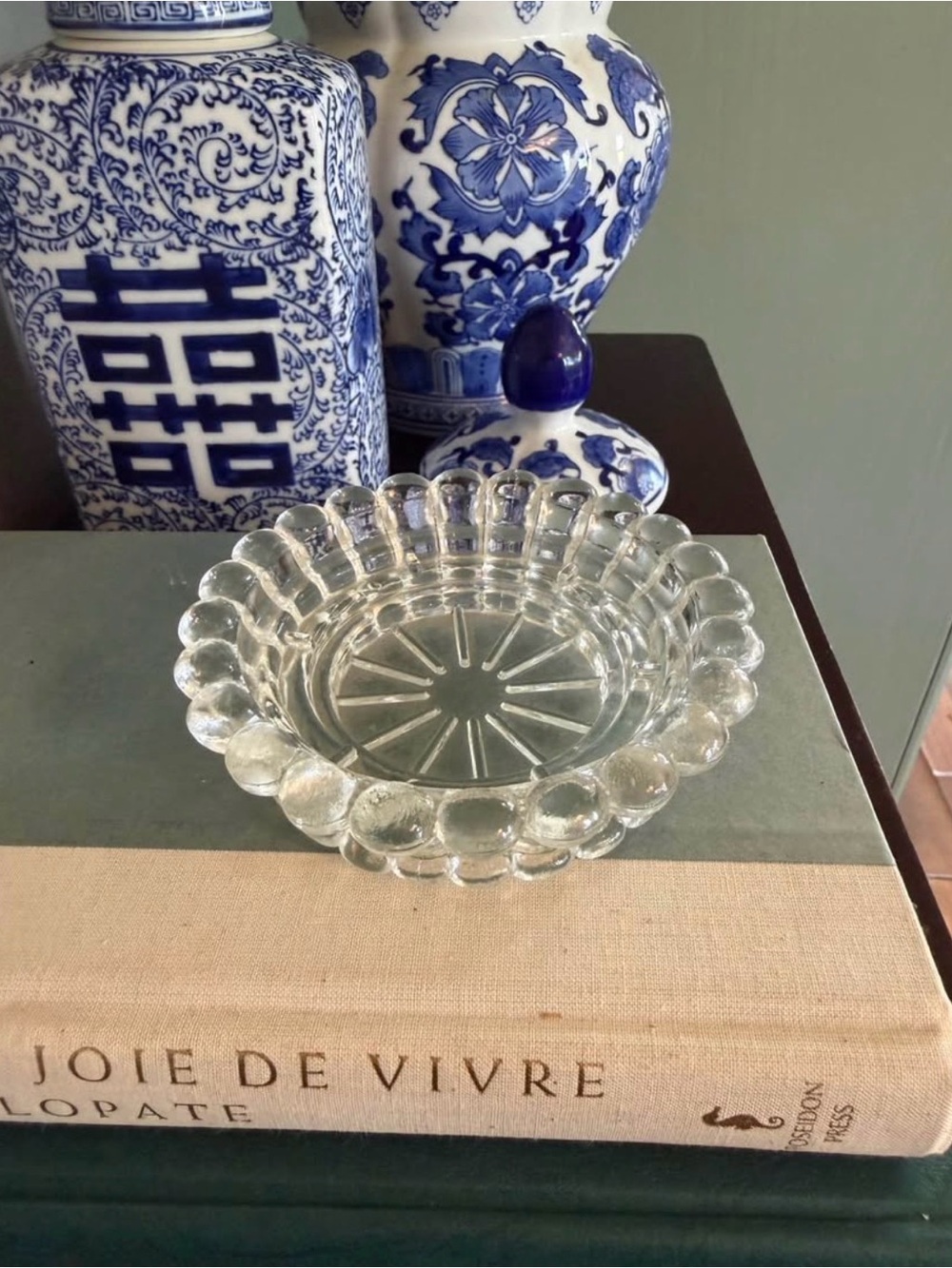 Vintage Clear Glass Bubble Rim Ashtray